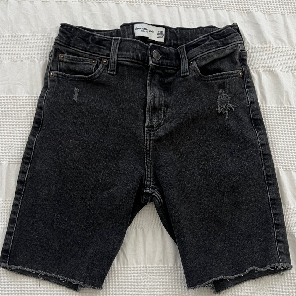 Abercrombie kids, distressed Black Denim Shorts